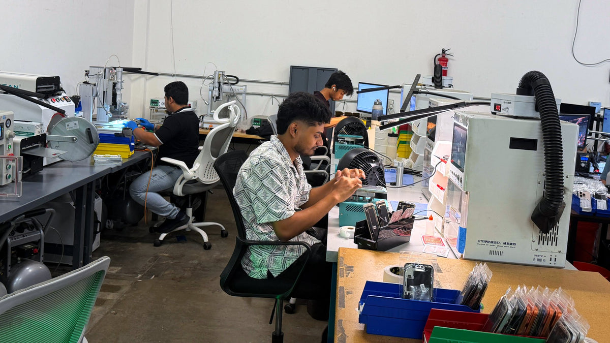 The refurbishment team working on the floor of the El Segundo facility